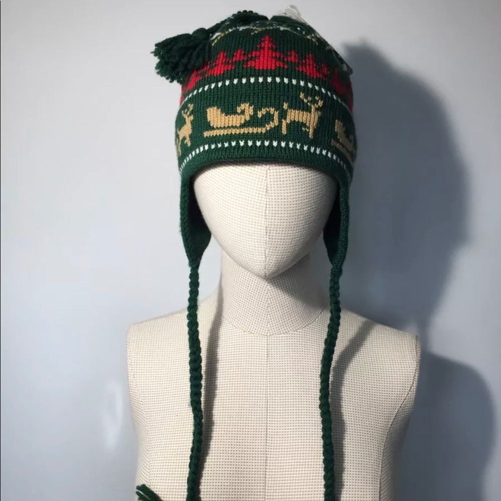 Vermont Originals Christmas Sled Wool Knit Hat NWT